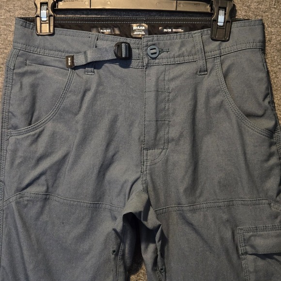 Prana Stretch Zion Pants Mens 28x30 (L29) Outdoor Slim Fit Belted Hiking Blue - Picture 4 of 14